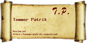 Temmer Patrik névjegykártya